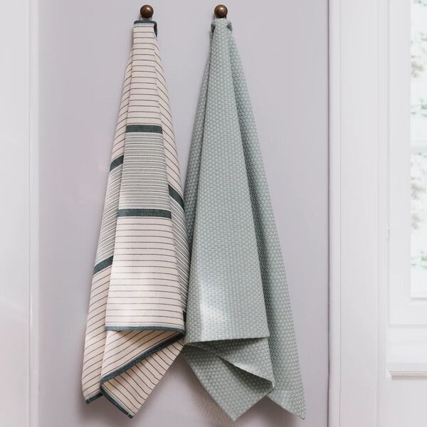 ARCHIVE STRIPE 1976 Tea Towel | Sage Green | Kj&oslash;kkenh&aring;ndkle, Georg Jensen Damask