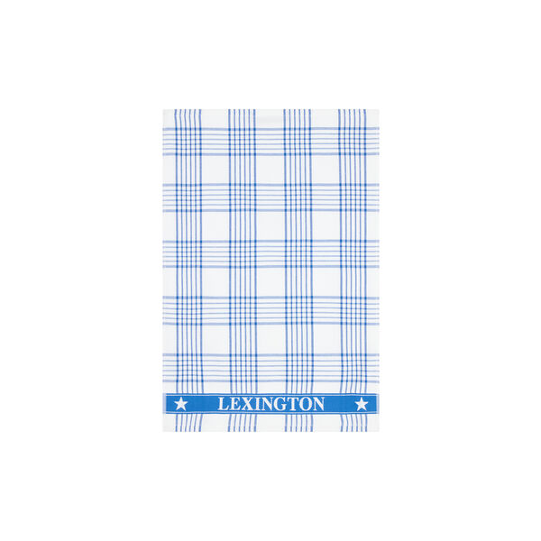 Checked Org Cotton Terry kj&oslash;kkenh&aring;ndkle, white/blue, Lexington