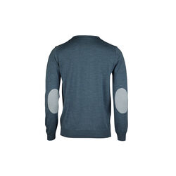 Sweater Knitted Crew Neck With Patch Merino Wool, light blue, Stenströms