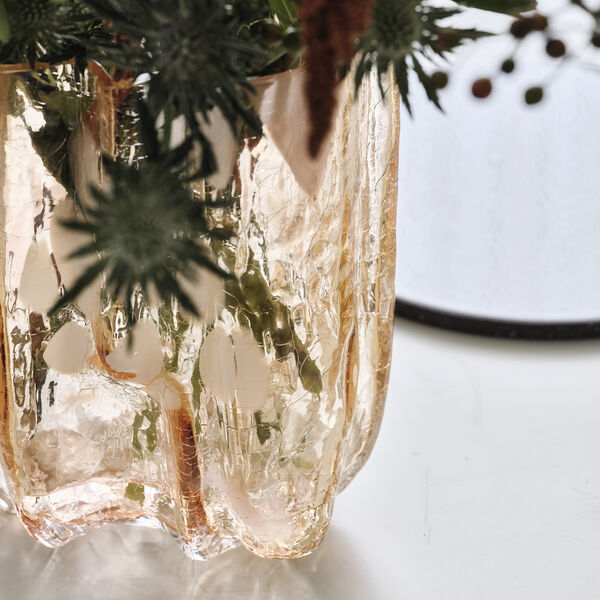 Crackle vase, amber/flaminco, Kosta Boda