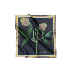 Trifolium silkeskjerf, marineblå/gylden sand, Flora Danica Denmark