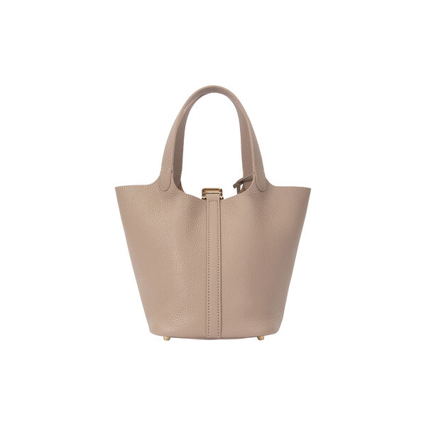 Leather Bucket Bag Mini, dark sand, DARK department