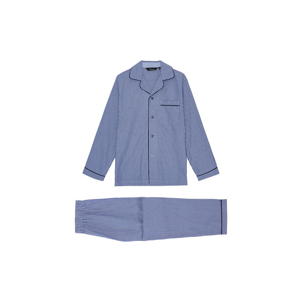 Salzburg pyjamas, navy/light blue strips/navy piping, Ambassador 1867