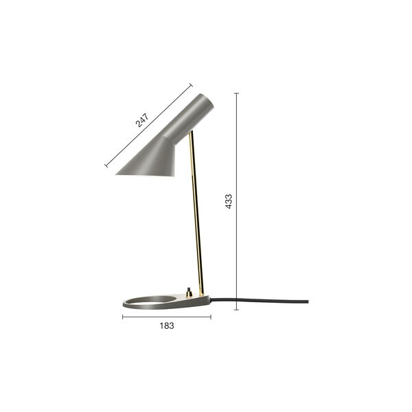 AJ Mini bordlampe, brass/warm grey, Louis Poulsen