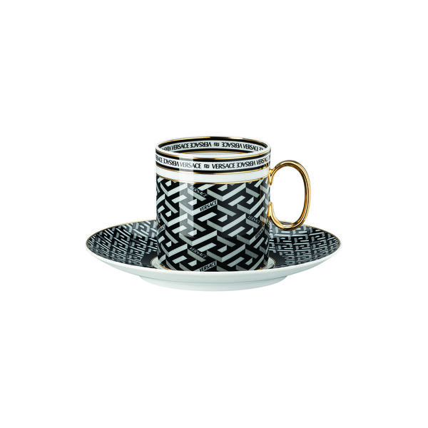 Cup/Saucer 4 tall, signature black, Rosenthal x Versace