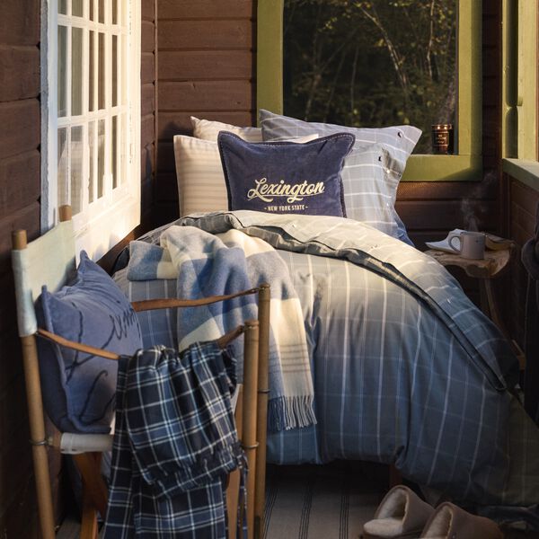 Checked Recycled pledd, t&aring;kebl&aring;/beige/hvit, Lexington