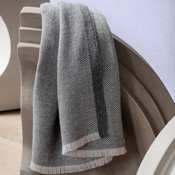 Herringbone pledd, dark blue/grey, ELVANG