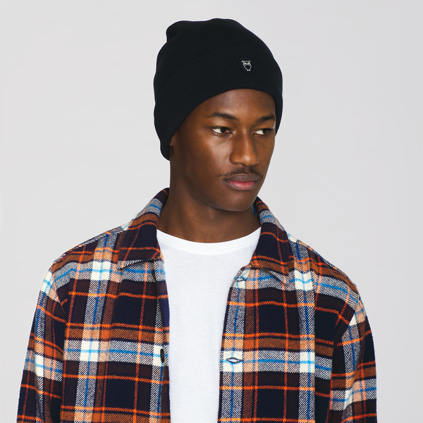 Double layer wool beanie, total eclipse, KnowledgeCotton Apparel 