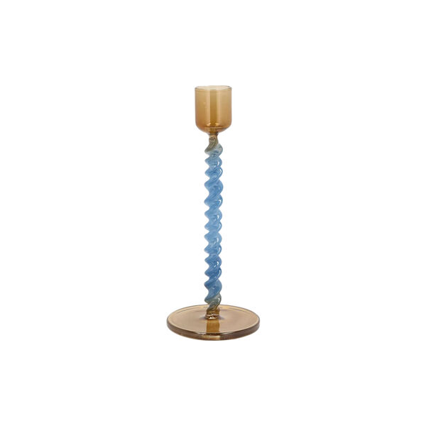 Styles glass lysestake, blue/amber, Villa Collection