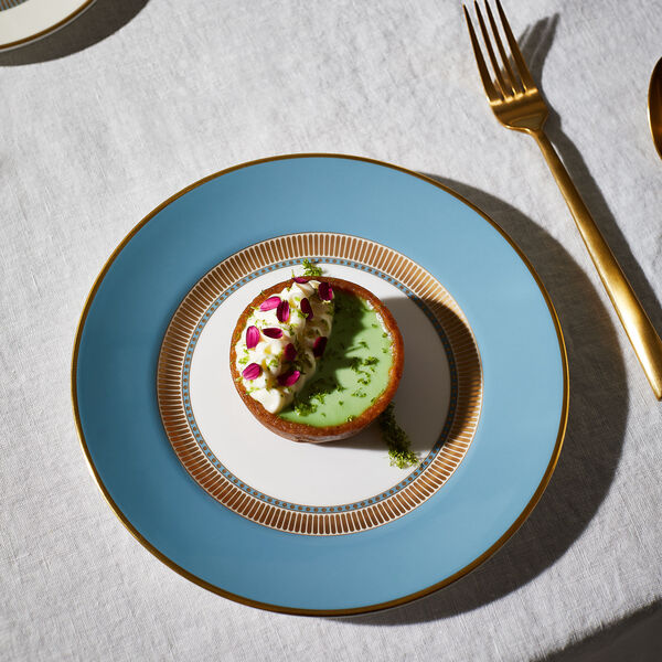 HELIA Plate, hvit og turkis/gull, Wedgwood