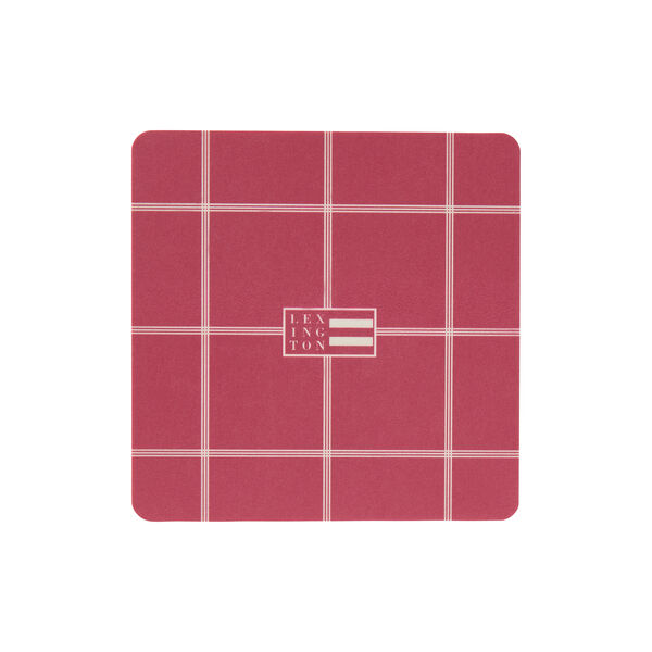 Laminated Coaster | Gavesett Med 4 | Red/Light Beige | Laminert Glassbrikke, Lexington