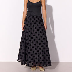 Bobby Long Skirt, black w/dots, HUNKØN