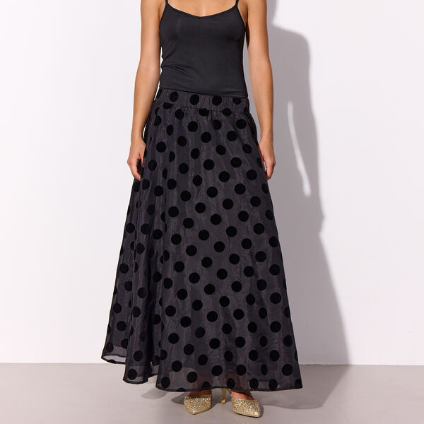 Bobby Long Skirt, black w/dots Bobby Long Skirt, black w/dots, HUNKØN
