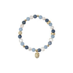 Stone/Pearl Bead armb&aring;nd 6 mm m/Charm, blue mix, DARK department