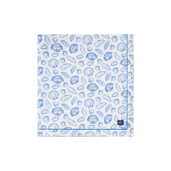 Shell Printed Organic Cotton dukk, white/blue, Lexington