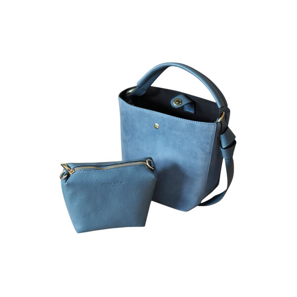 B&oslash;tteveske i semsket skinn, lysebl&aring;, 7 DAYS