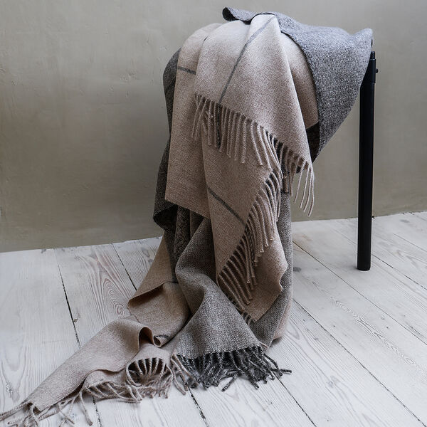 Blocks pledd, beige, ELVANG