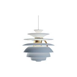 PH Snowball, dusty blue/brass metallised, Louis Poulsen