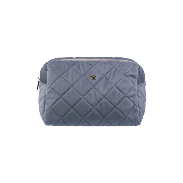Velvet Square Quilted Make-Up Pouch Large, grisalle blue, DARK department