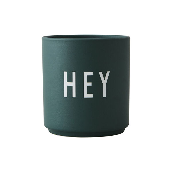 HEY favorittkopp, m&oslash;rkegr&oslash;nn, Design Letters