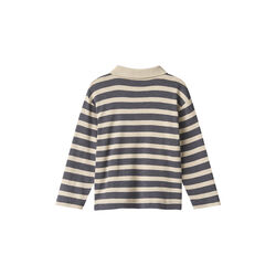 Polo Shirt L/S Fred, 1309 greyblue stripe, Wheat