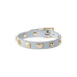 Leather Sign Stud armb&aring;nd, cool blue, DARK department