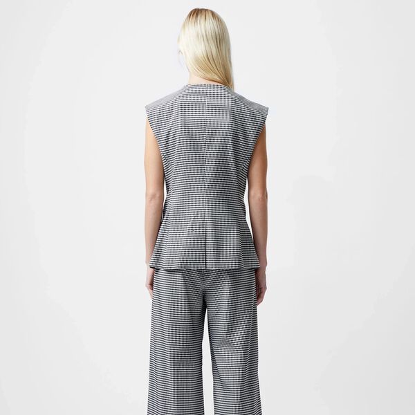 HOLDEN HOUNDSTOOTH WAISTCOAT,  black/ecru, French Connection