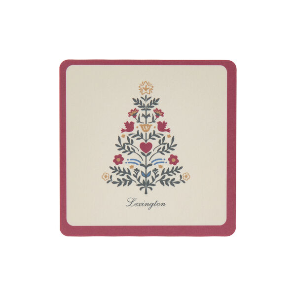 Laminated Coaster | Gavesett Med 4 | Red/Light Beige | Laminert Glassbrikke, Lexington
