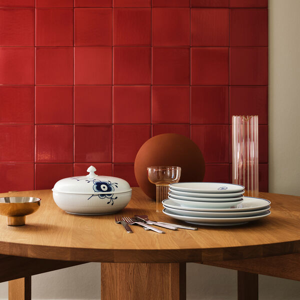 Blå Mega Riflet skål med lokk 130 cl, Royal Copenhagen