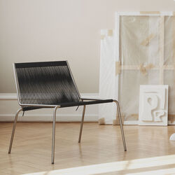 Noel Lounge Chair, steel/black linen, Thorup Copenhagen