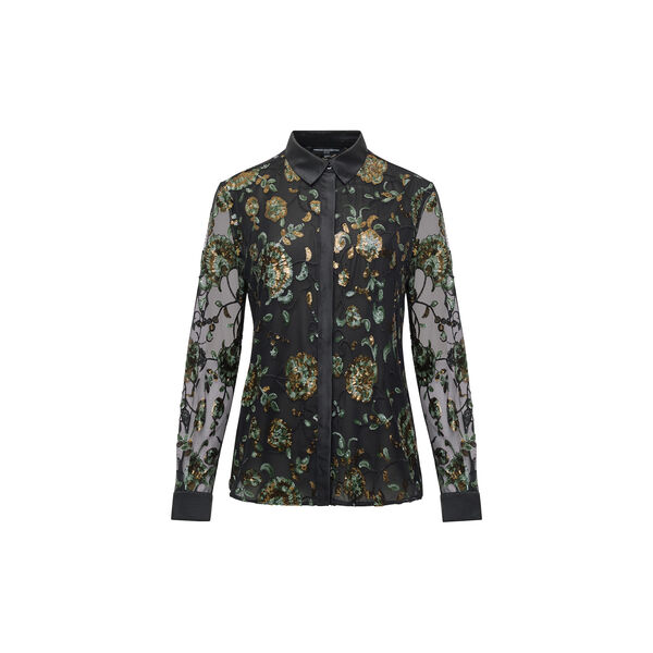 ROSHENE SEQUIN SHIRT, black sequin multi, French Connection