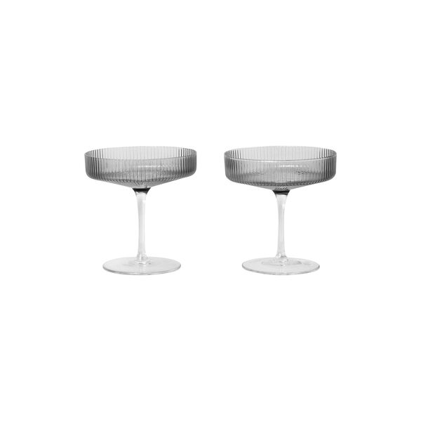Ripple champagneglass 2 stk., røkt grå Ripple champagneglass 2 stk., røkt grå, ferm LIVING