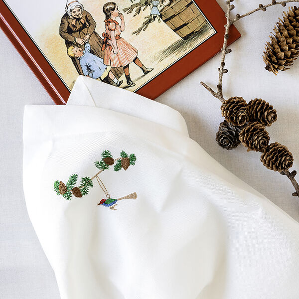 Juleserviett med julehjerte, hvit, Langkilde & S&oslash;n