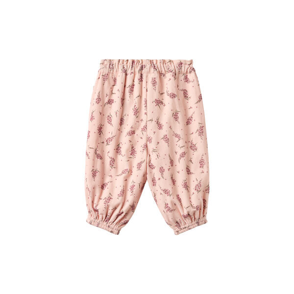 Trousers Lined Polly, 9762 dim rose flowers, Wheat