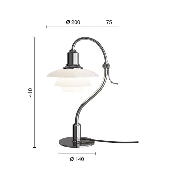 PH 2/2 Question Mark Chrome bordlampe, Louis Poulsen