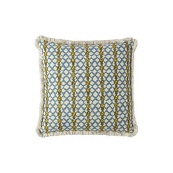 Anniken spring stripe fringe pute 50X50, yellow/blue, Kitty Sablu