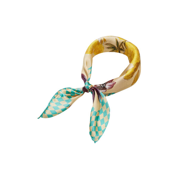 Harlequin Flower silkeskjerf, gul, Flora Danica Denmark