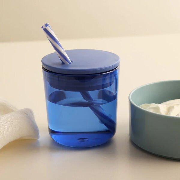 STRAW LID til eco kids kopper og glass, blå, Design Letters