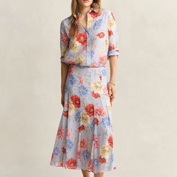 FLORAL PRINT PANEL SKIRT, light blue, Gant