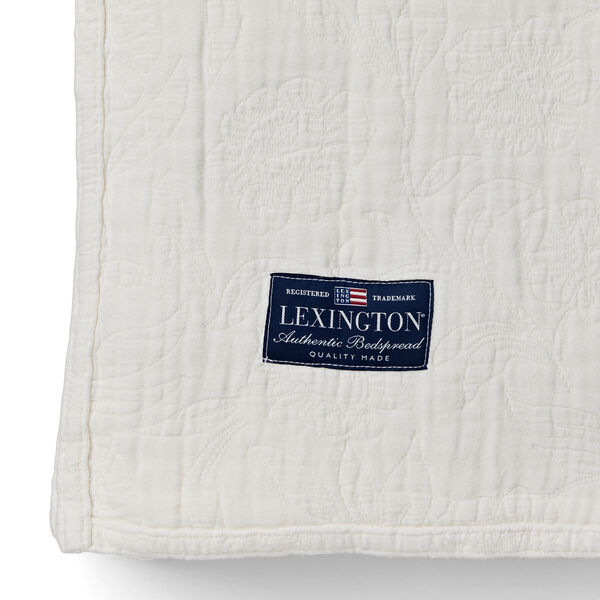Flowers Jacquard Organic Cotton Bedspread, white Flowers Jacquard Organic Cotton Bedspread, white, Lexington