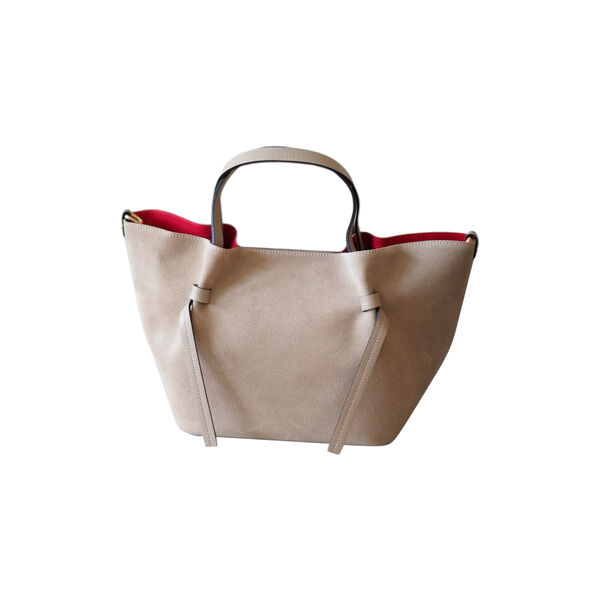 Semsket shopping skinnveske, beige, 7 DAYS