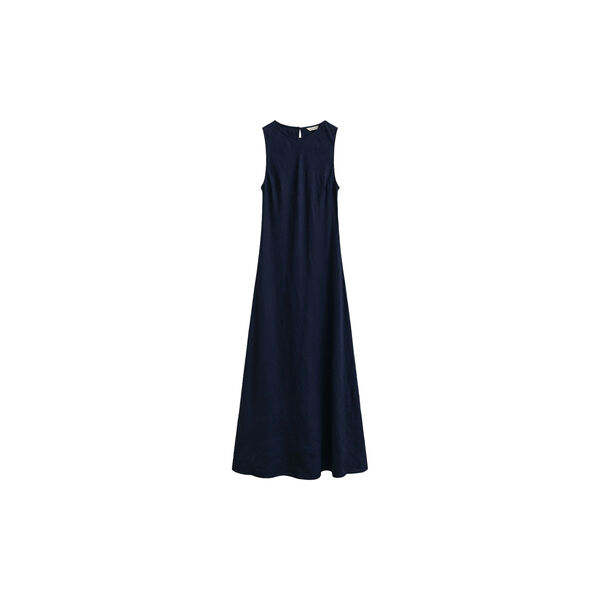 LINEN BIAS CUT MIDI DRESS, evening blue, Gant