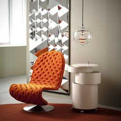 VP Globe Pendant, chrome/red/blue, Ø 28 cm, Verpan