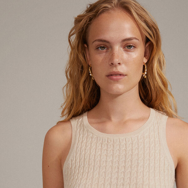 ANA Pearl & Crystal Hoops, gullbelagt, Pilgrim