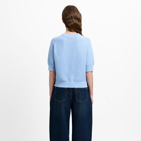 LILY MOZART SHORT SLEEVE KNIT JUMPER, pretty blue, French Connection