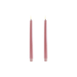 LED taper candle, Dusty rose, Smooth, 2-pack, 2,3x25 cm LED taper candle, Dusty rose, Smooth, 2-pack, 2,3x25 cm, Uyuni Lighting