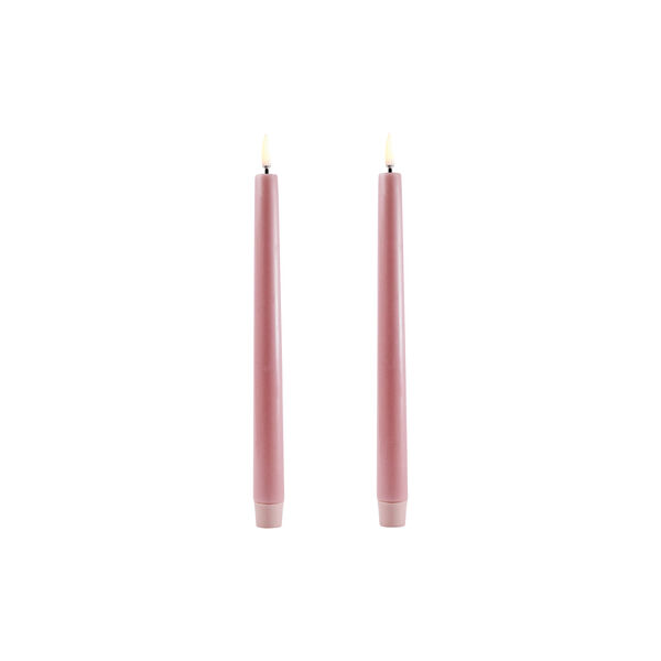 LED taper candle, Dusty rose, Smooth, 2-pack, 2,3x25 cm LED taper candle, Dusty rose, Smooth, 2-pack, 2,3x25 cm, Uyuni Lighting