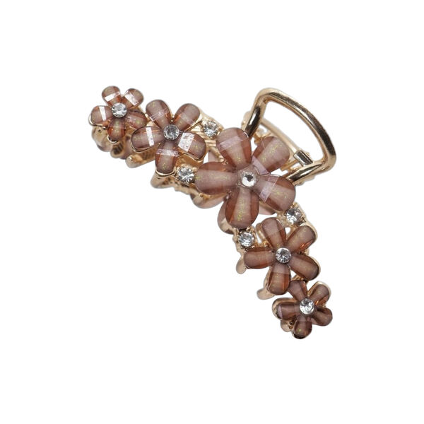 H&aring;rklype med blomstersteiner, brun, 7 DAYS