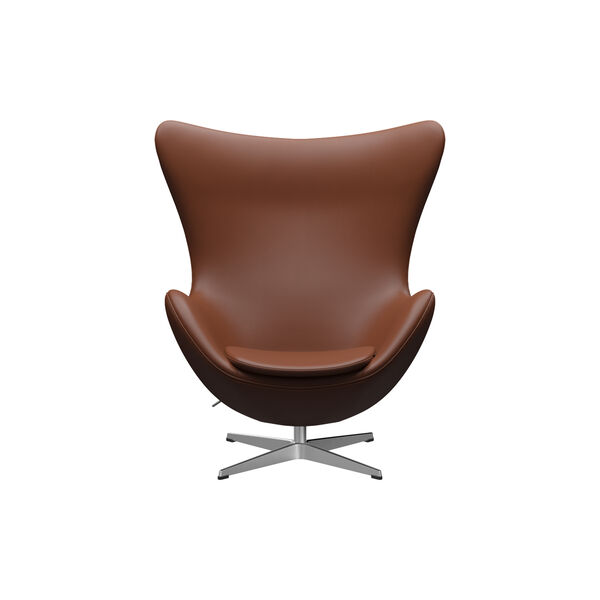 Egg&trade; 3316 loungestol, Aura cognac/satin brushed aluminium, Fritz Hansen