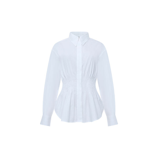 CAMBRIA COTTON SMOCKED SHIRT, linen white, French Connection